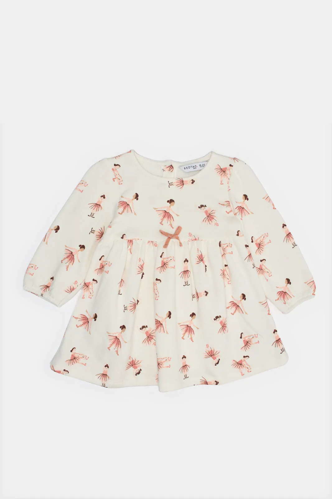 Infant Girls Ivory Ballerina Printed Sweat Dress