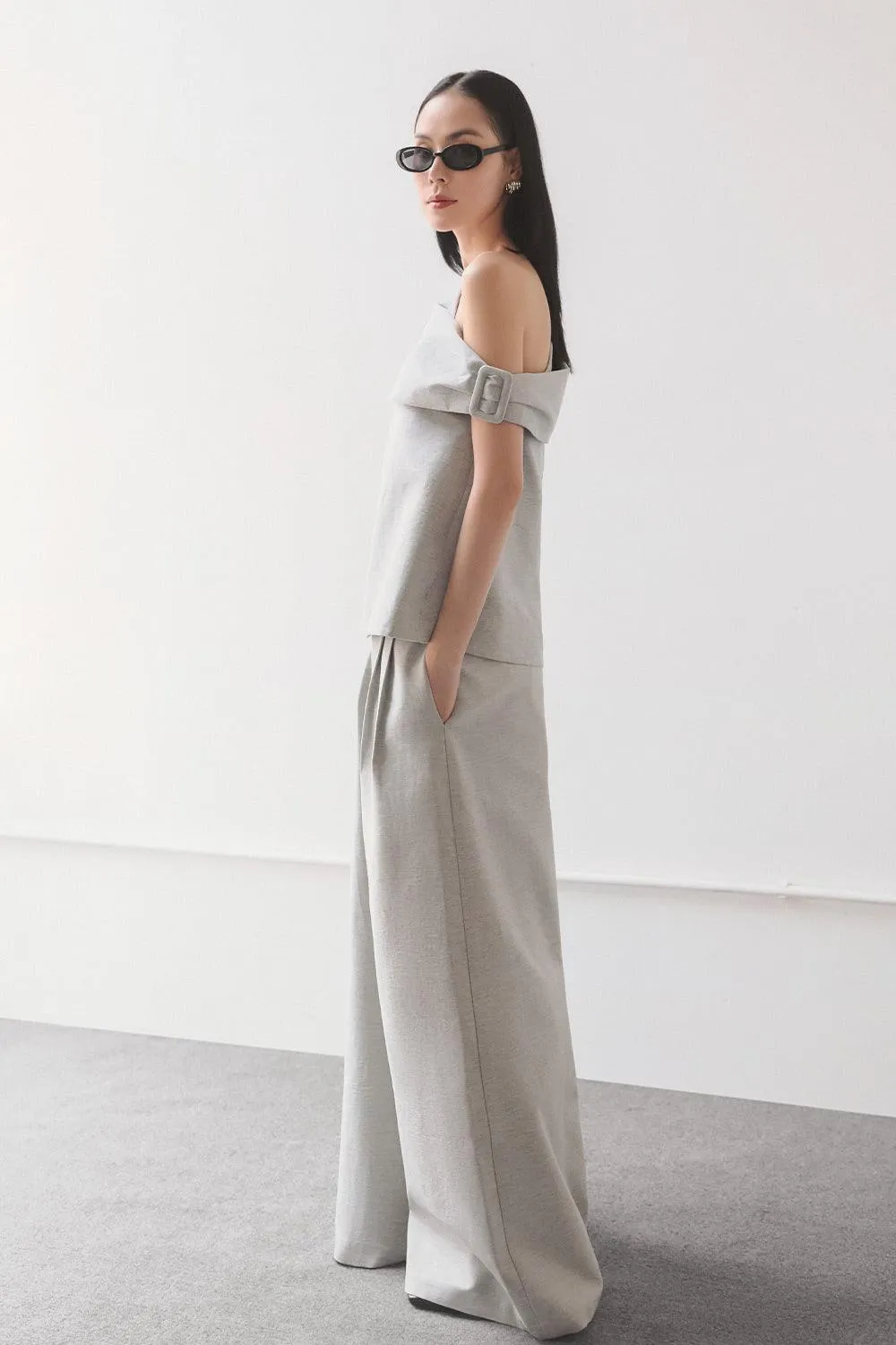 Jasmine Straight Side Pleated Rayon Floor Length Trousers