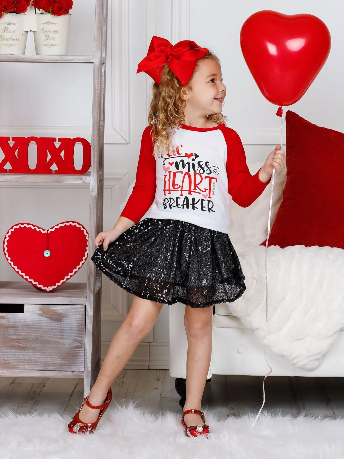 Lil' Miss Heart Breaker Sparkle Skirt Set