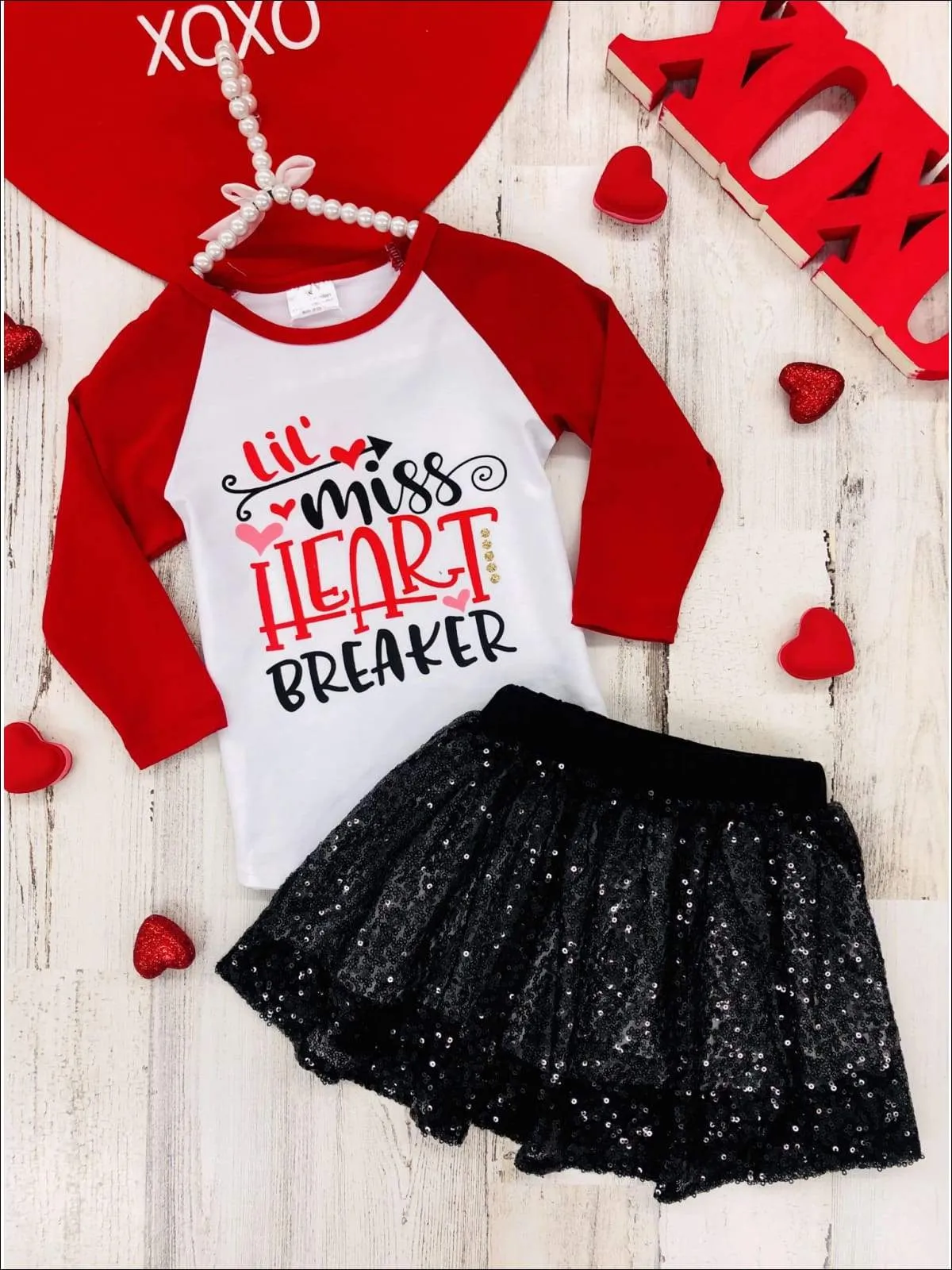 Lil' Miss Heart Breaker Sparkle Skirt Set