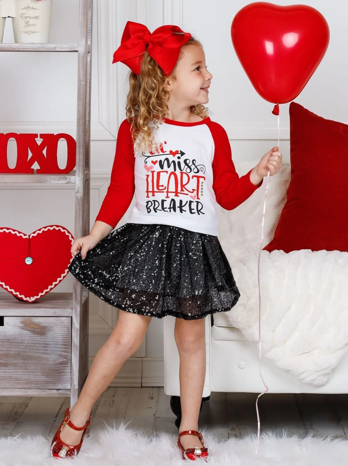 Lil' Miss Heart Breaker Sparkle Skirt Set