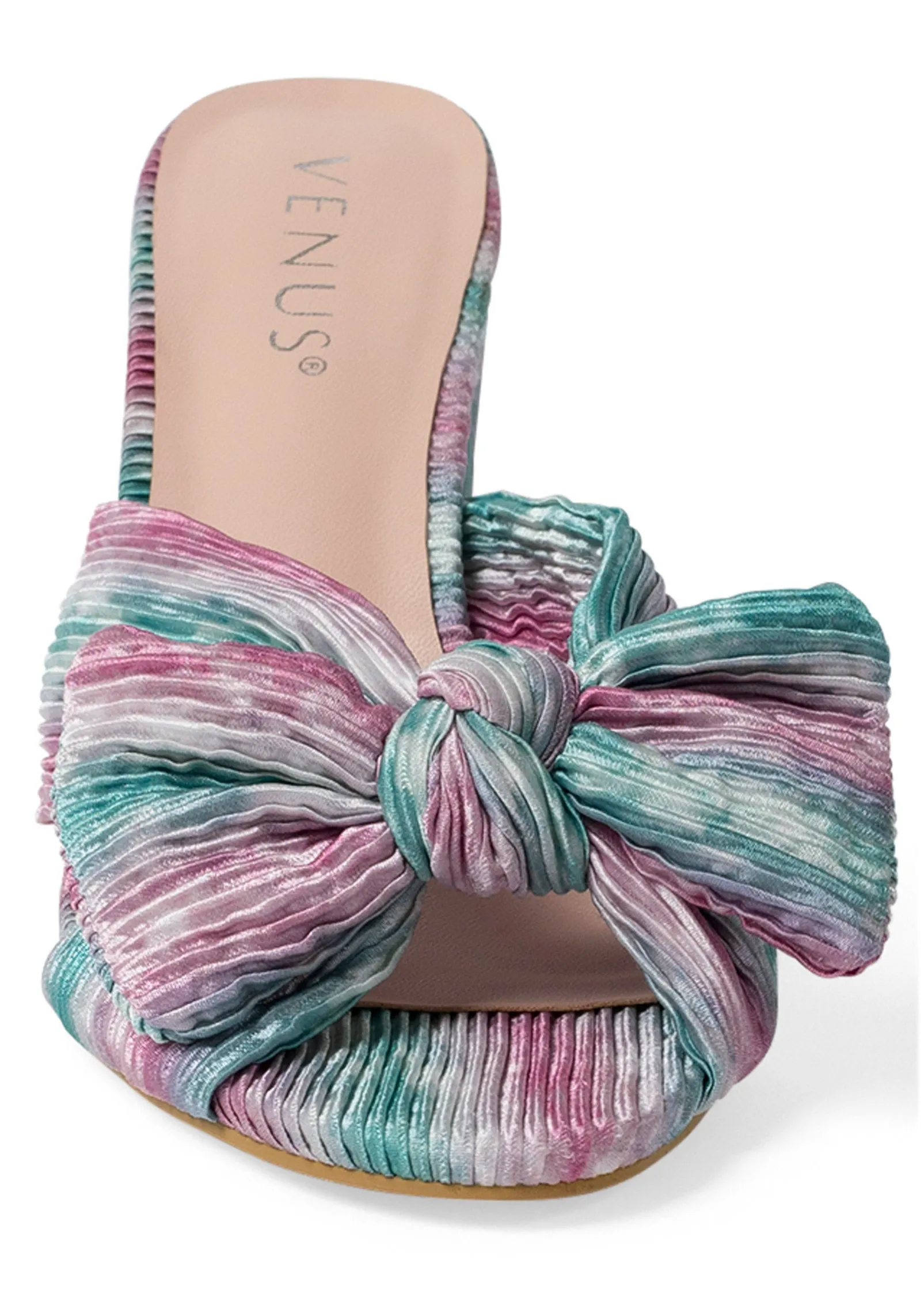 Lizzie Bow Block Heels - Purple Multi