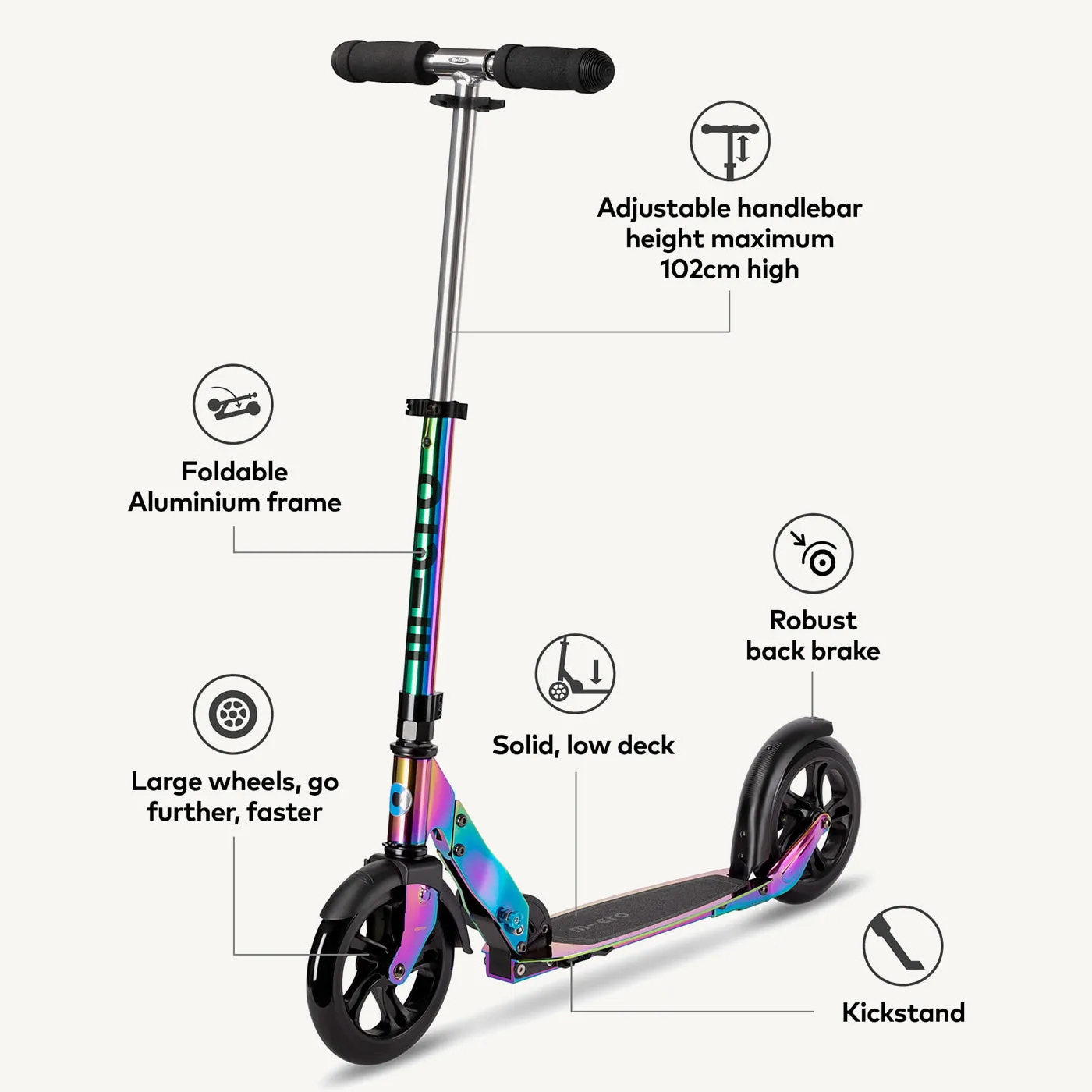 Micro Scooters Large Wheel Foldable Scooter - Neochrome