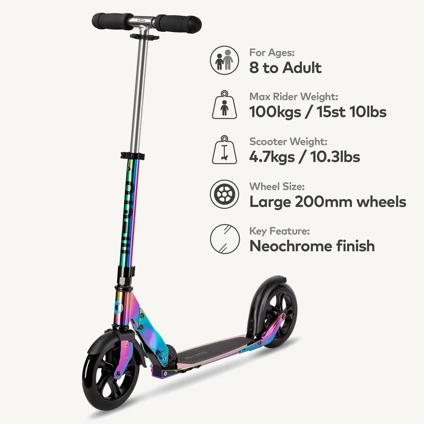 Micro Scooters Large Wheel Foldable Scooter - Neochrome