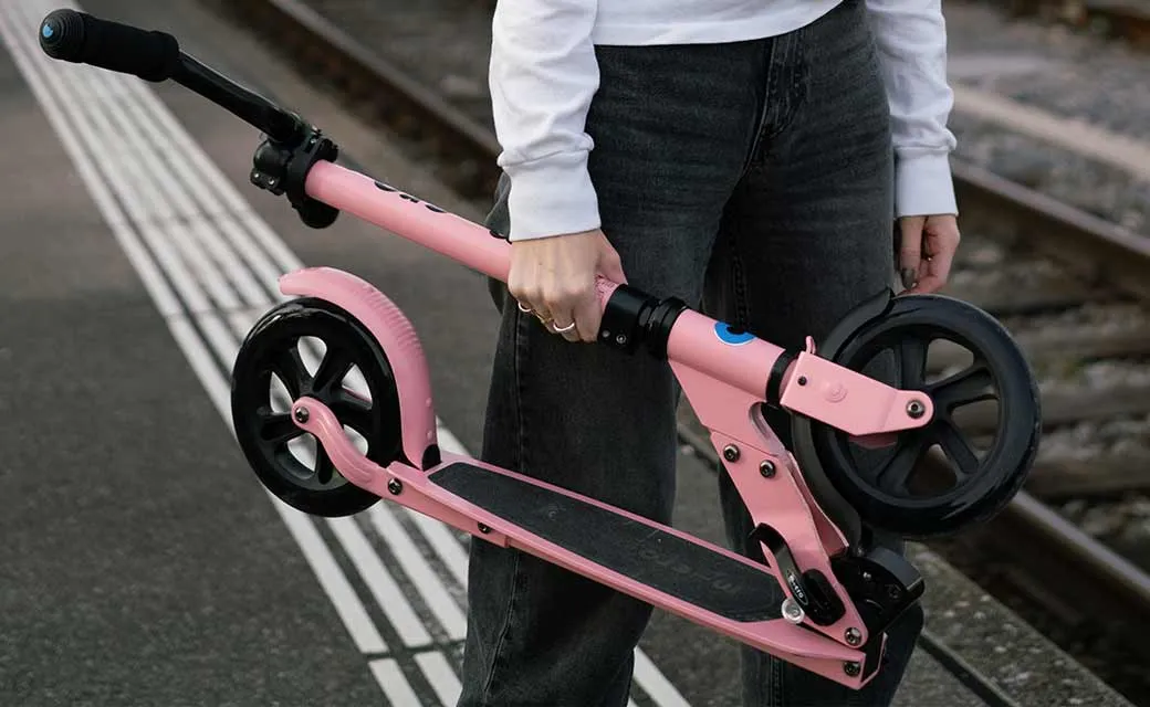 Micro Speed Deluxe Medium-Sized Kick Scooter with Bicycle-Style Handlebar