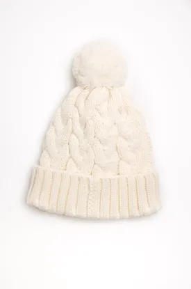 Nicole Miller Girls Cream True Knit Winter Hat