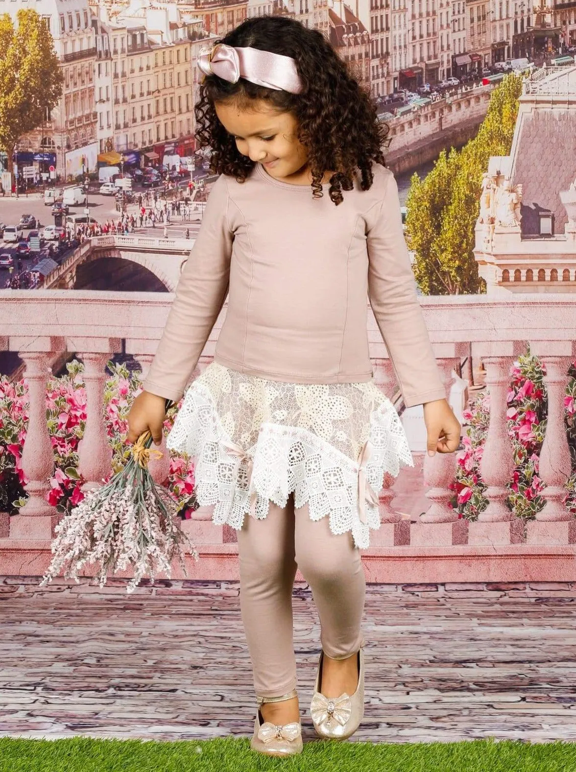 Precious Pink Crochet Skirt Legging Set