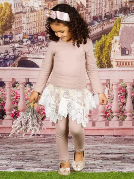 Precious Pink Crochet Skirt Legging Set