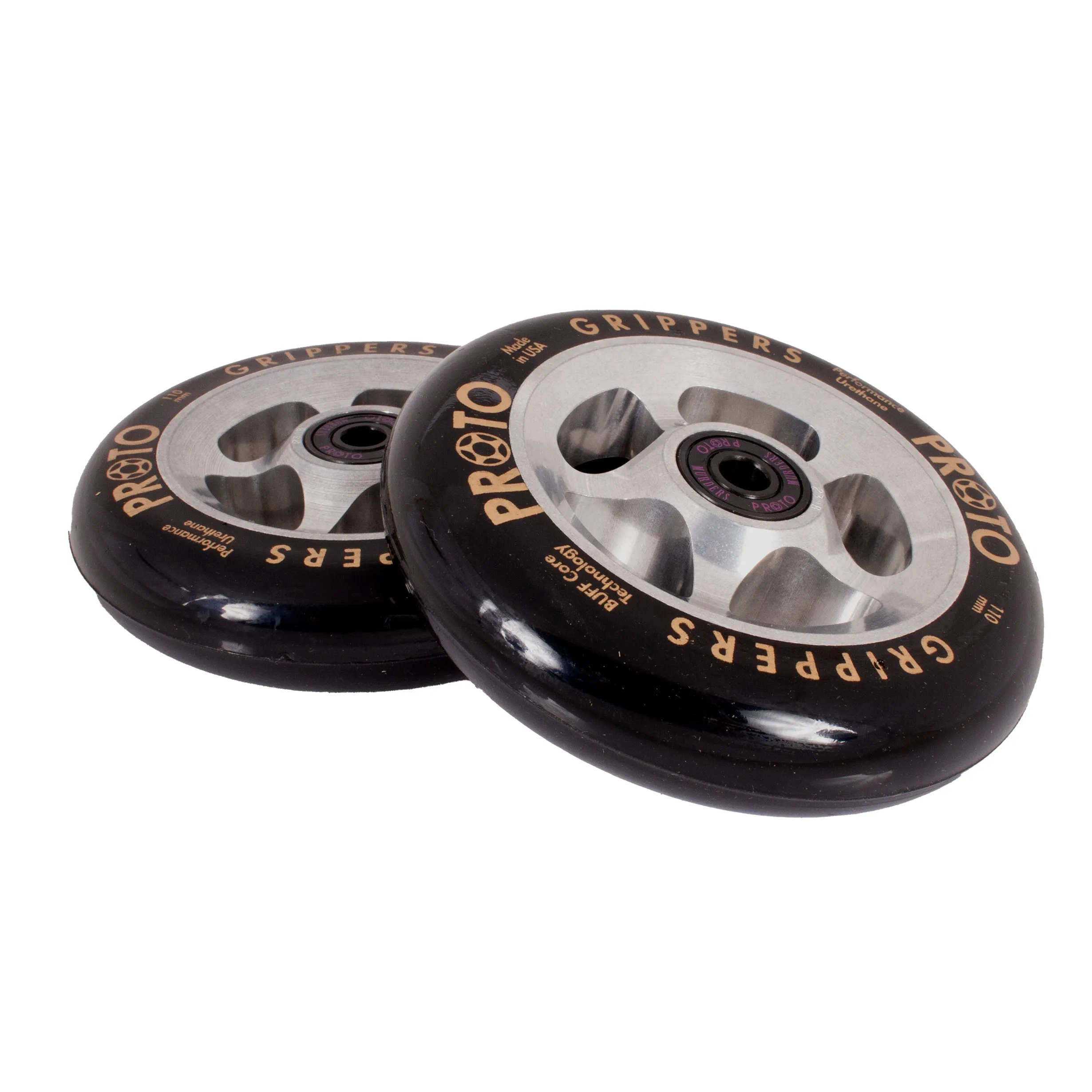 Proto Raw Grippers Wheels 110mm - Black on Raw (Pair)