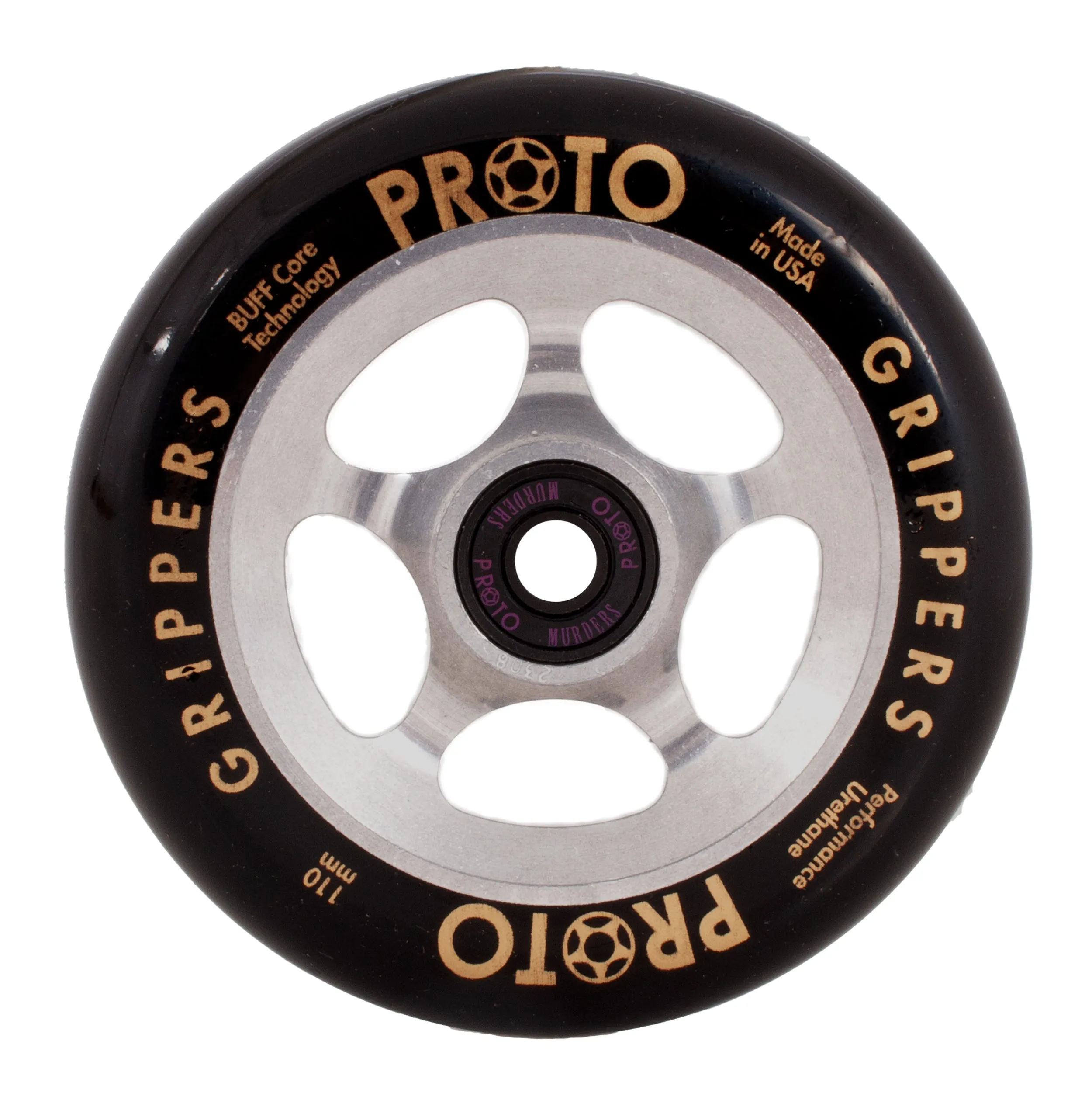 Proto Raw Grippers Wheels 110mm - Black on Raw (Pair)