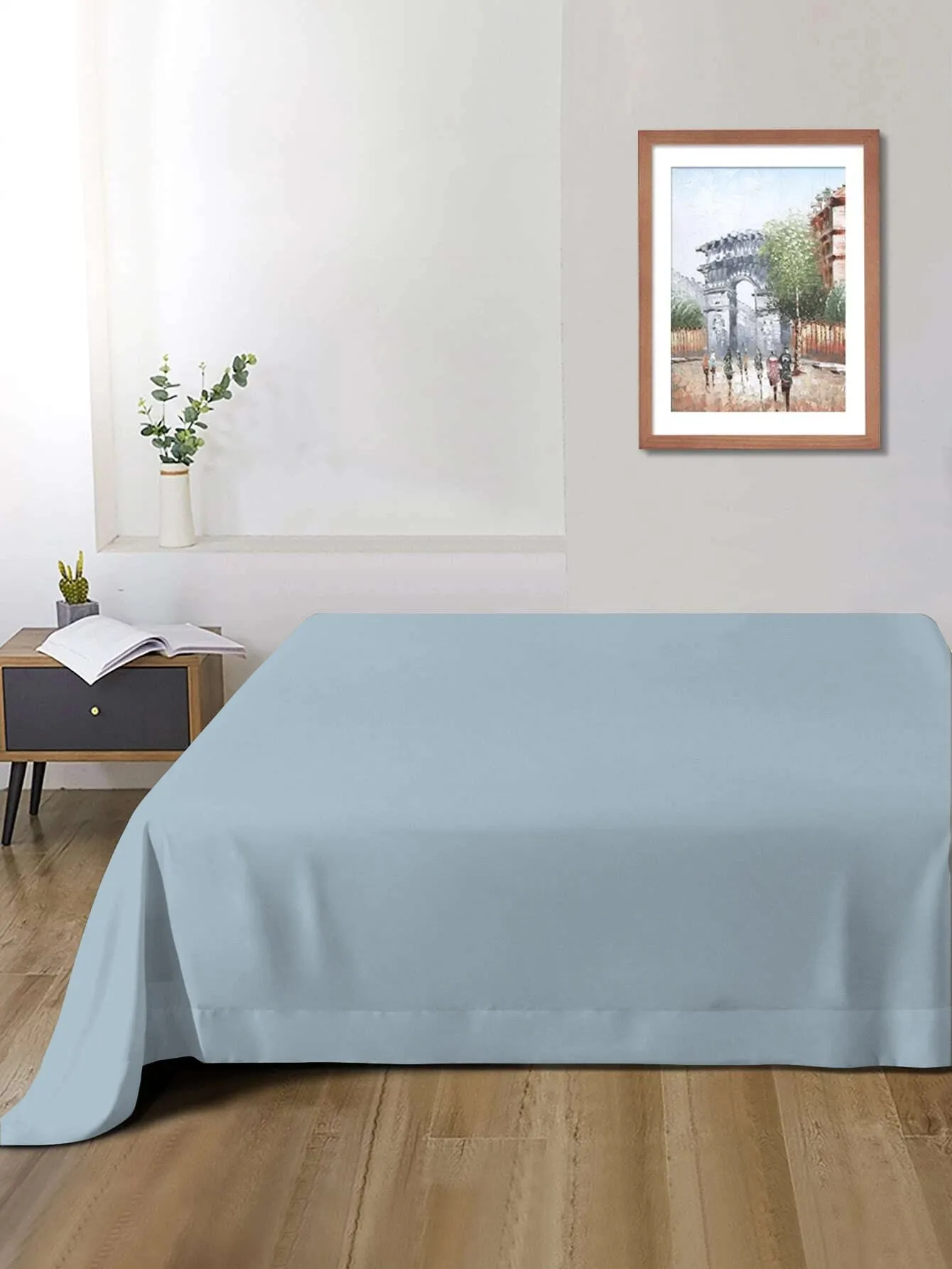 Rest Super Soft Super King Flat Sheet 240x260cm-Metalic Blue