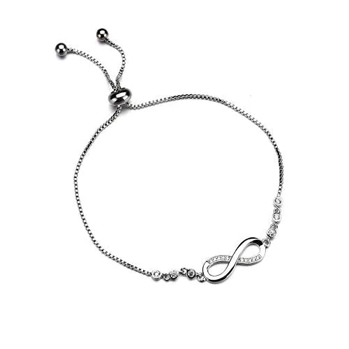 Shining Diva Fashion Infinity Crystal Charm Silver Plated Bracelet for Women (Silver, 10672b),One Size