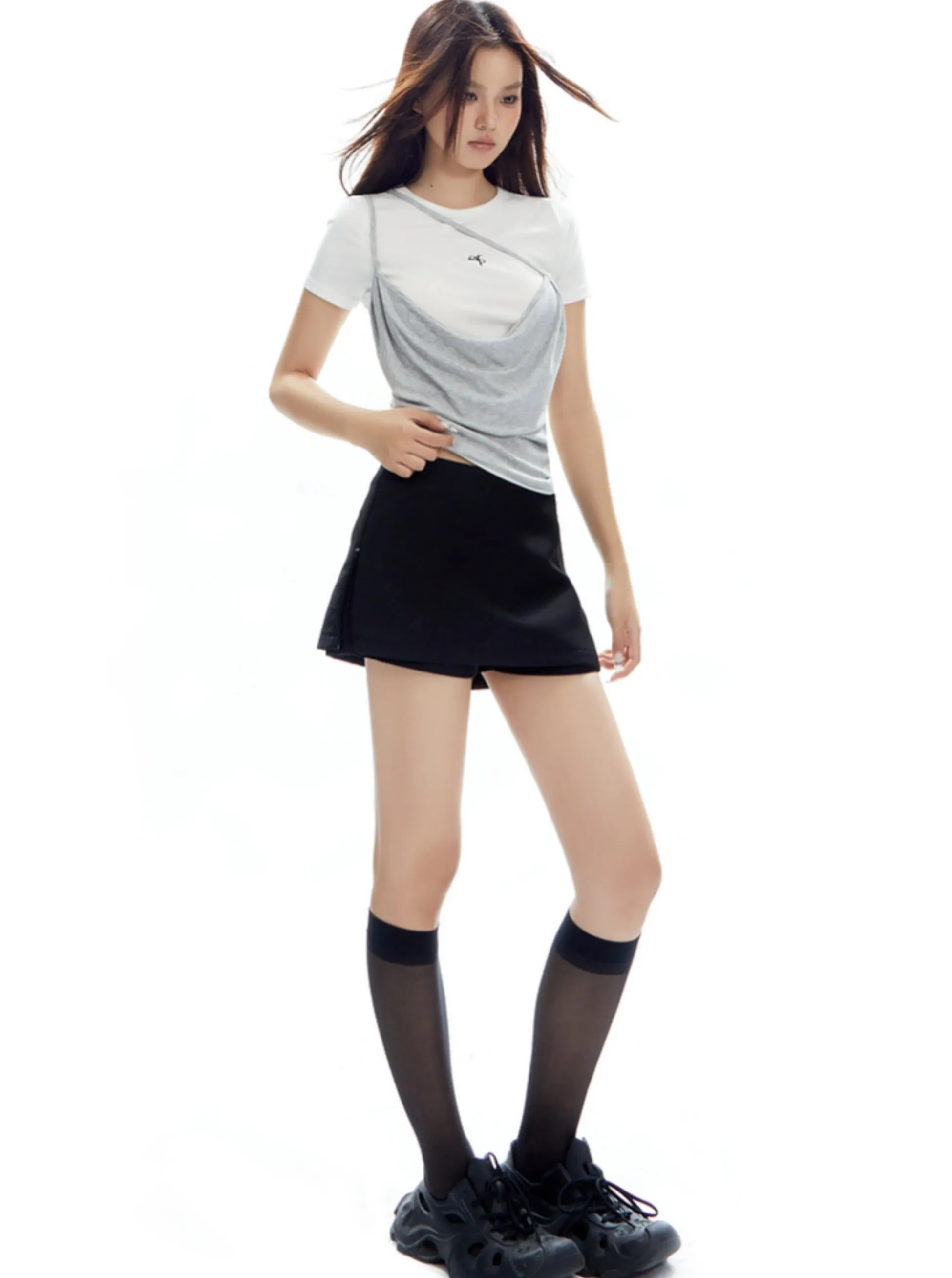 Sleek Slate Mini Skirt