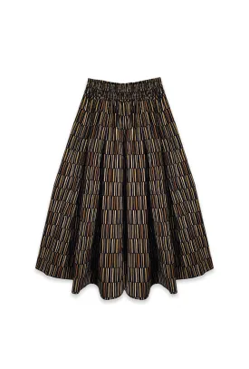 Smocked Waist MIDI Skirt - Black Matchstick