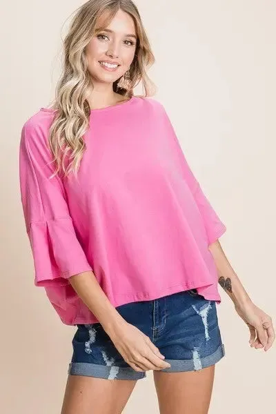 Solid Cotton Casual Top