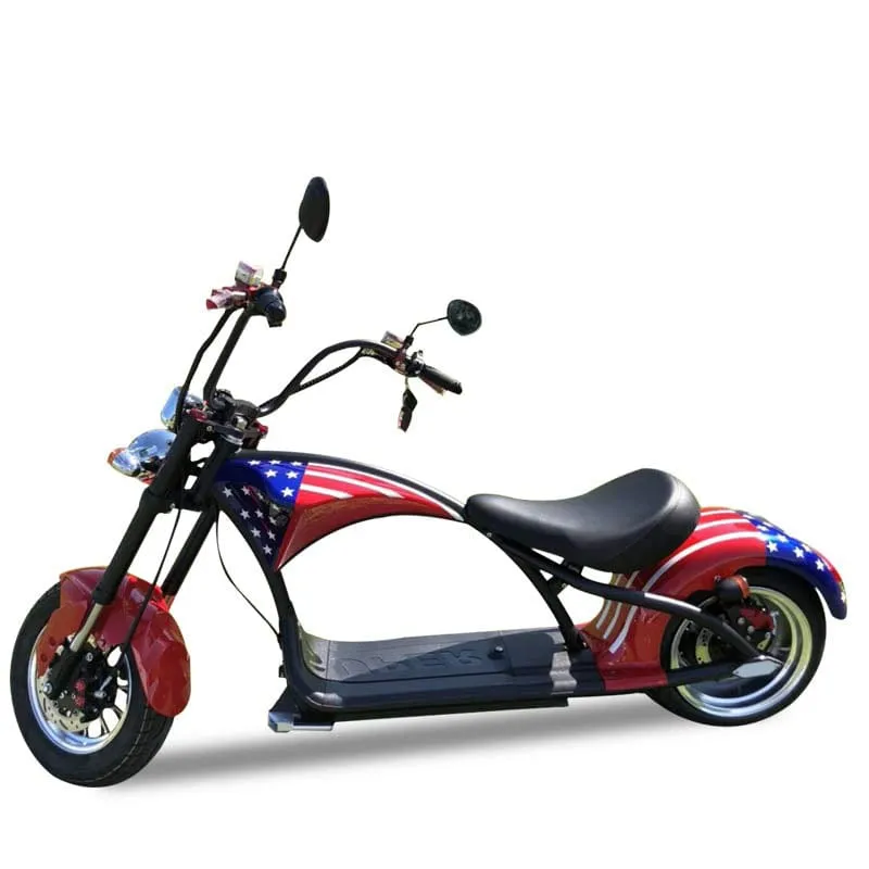 SoverSky M1 60V 2000W Fat Tire Electric Chopper Scooter - SOV-M1-BLUE