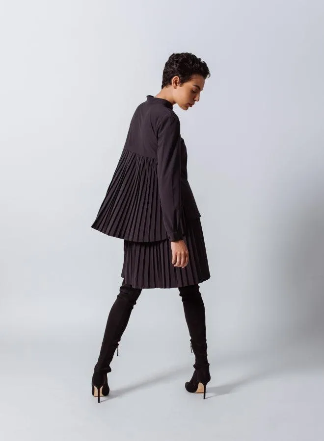 Stylish Pleated Blouse in Black