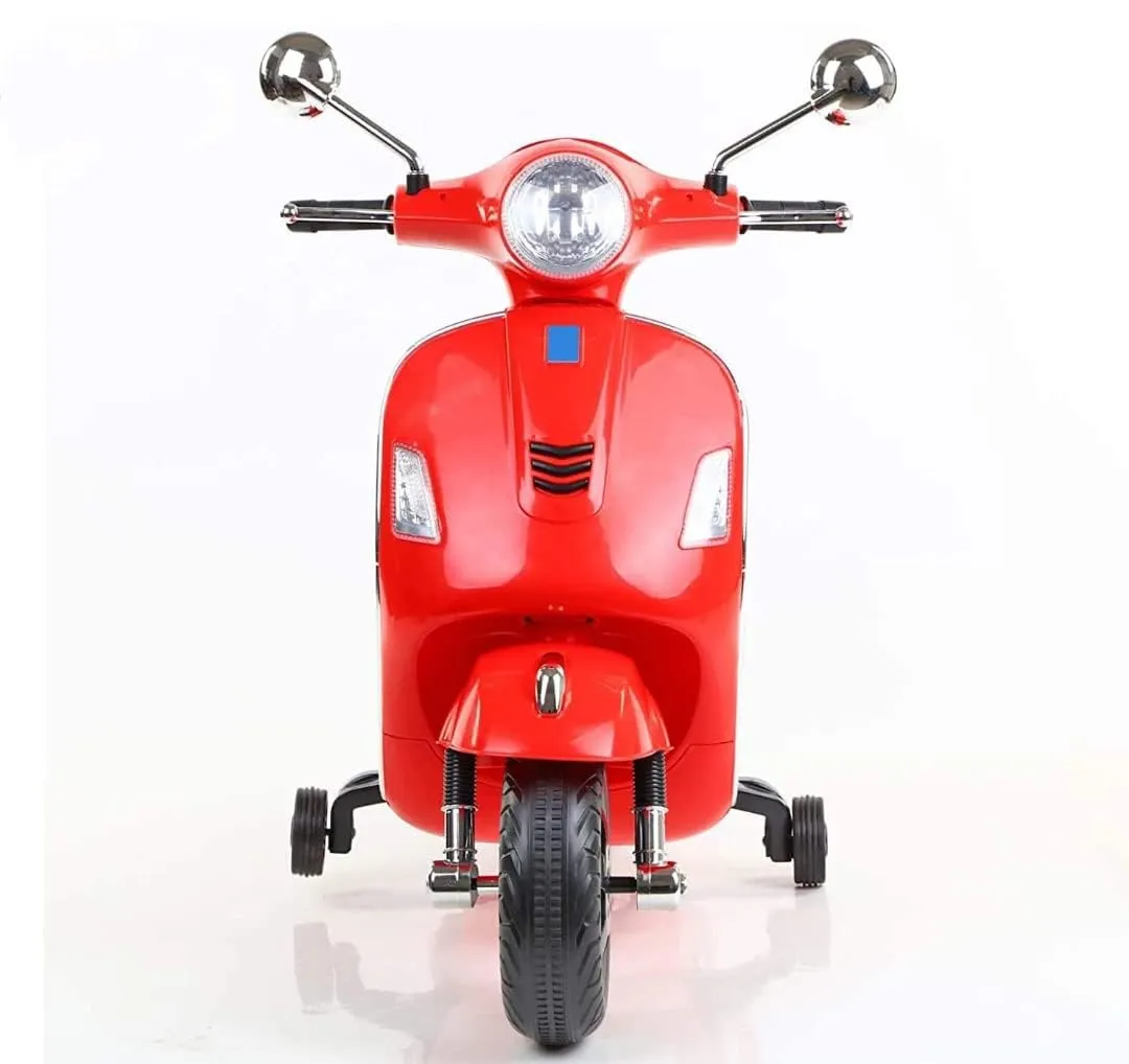 Vespa Scooter New Edition for Kids: Electric Ride-On with Foot Accelerator, Ages 3-7, Pink, Red, Blue (Red)