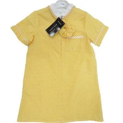 Yellow Gingham Dress with Hair Scrunchy