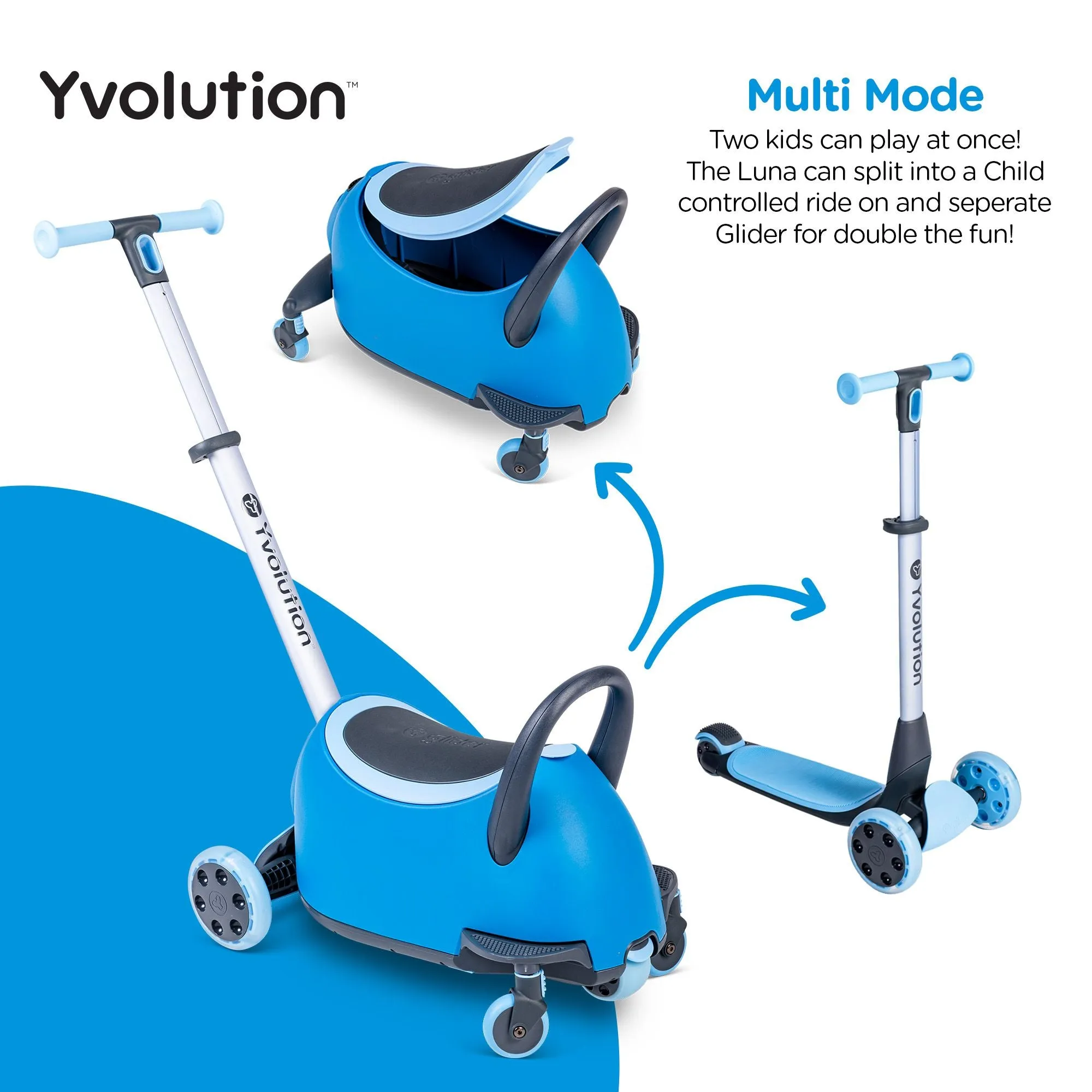 Yvolution Y Glider Luna 5In1 Kids Scooter Blue